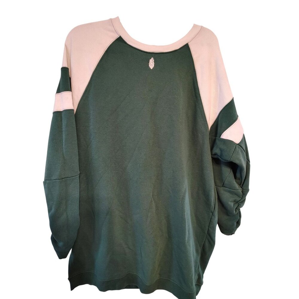 Free People FP Movement Large Green White Heritage Sport Sweatshirt Dress Active